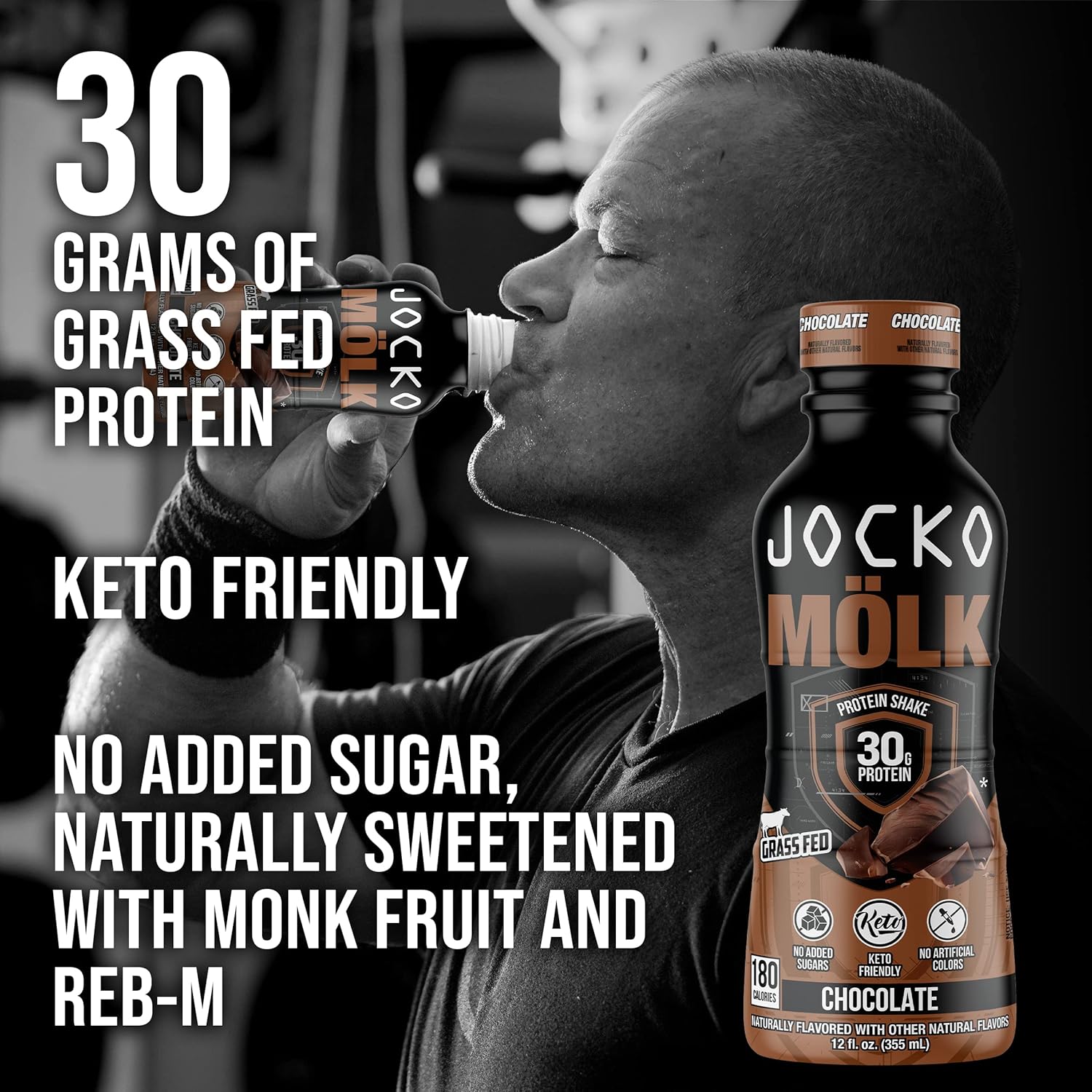 Jocko Mölk 30g Grass Fed Protein Shakes – No Added Sugar Protein Drinks KETO - View 3