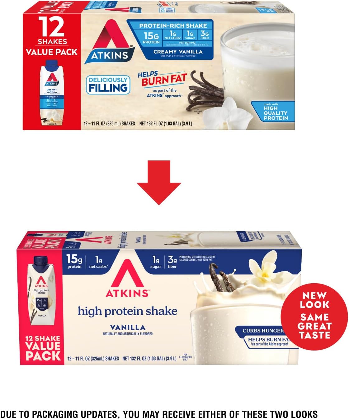 Atkins Vanilla High Protein Shake, 15g Protein, Low Glycemic, Low Carb and Low - View 2