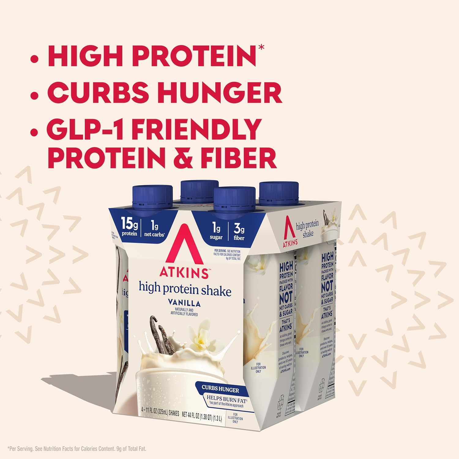 Atkins Vanilla High Protein Shake, 15g Protein, Low Glycemic, Low Carb and Low - View 5