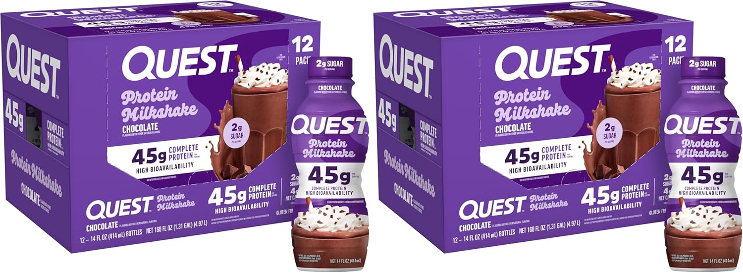 Quest Nutrition Chocolate Protein Shake,45g Protein,2g Sugar,4g Net Carbs,Ready