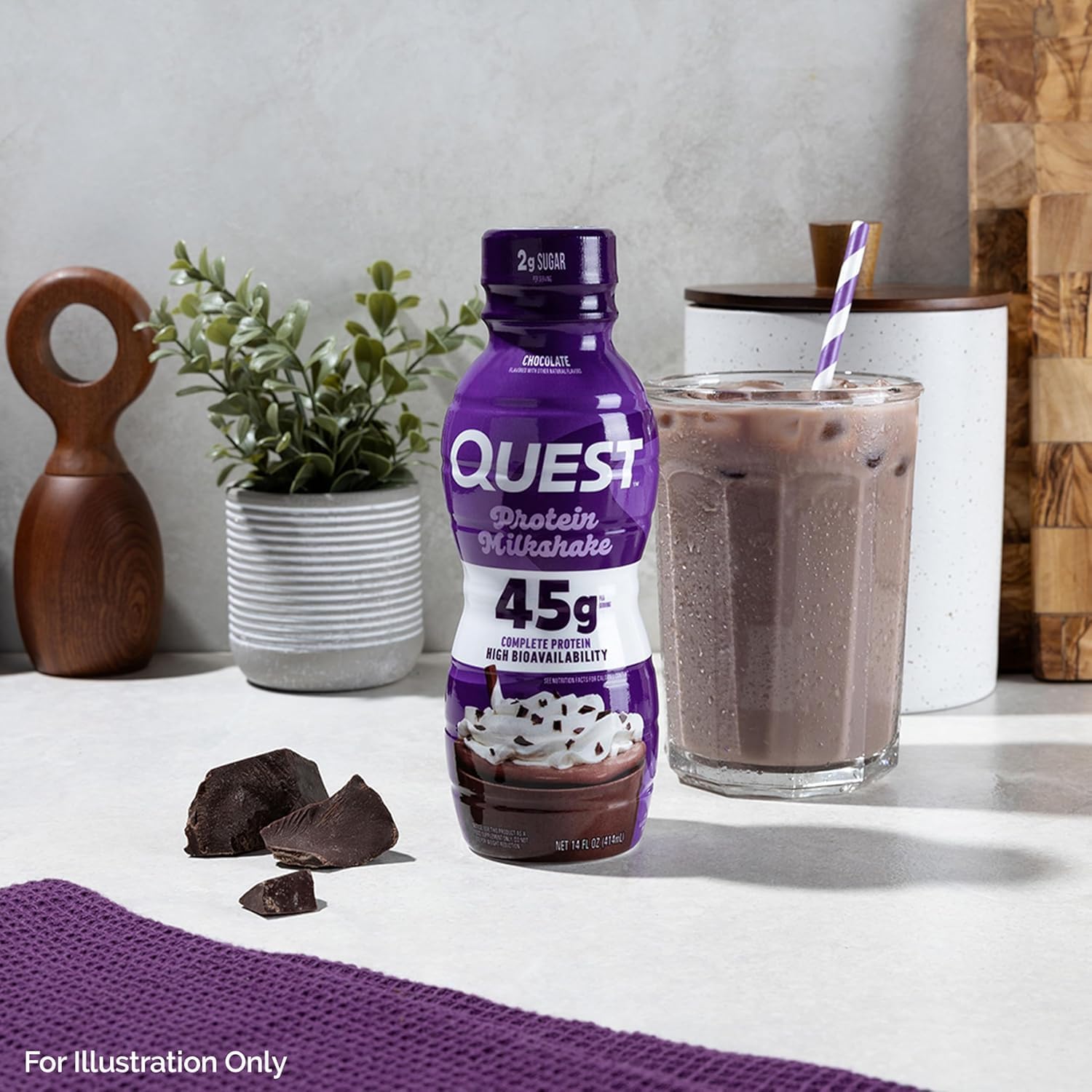 Quest Nutrition Chocolate Protein Shake,45g Protein,2g Sugar,4g Net Carbs,Ready - View 5