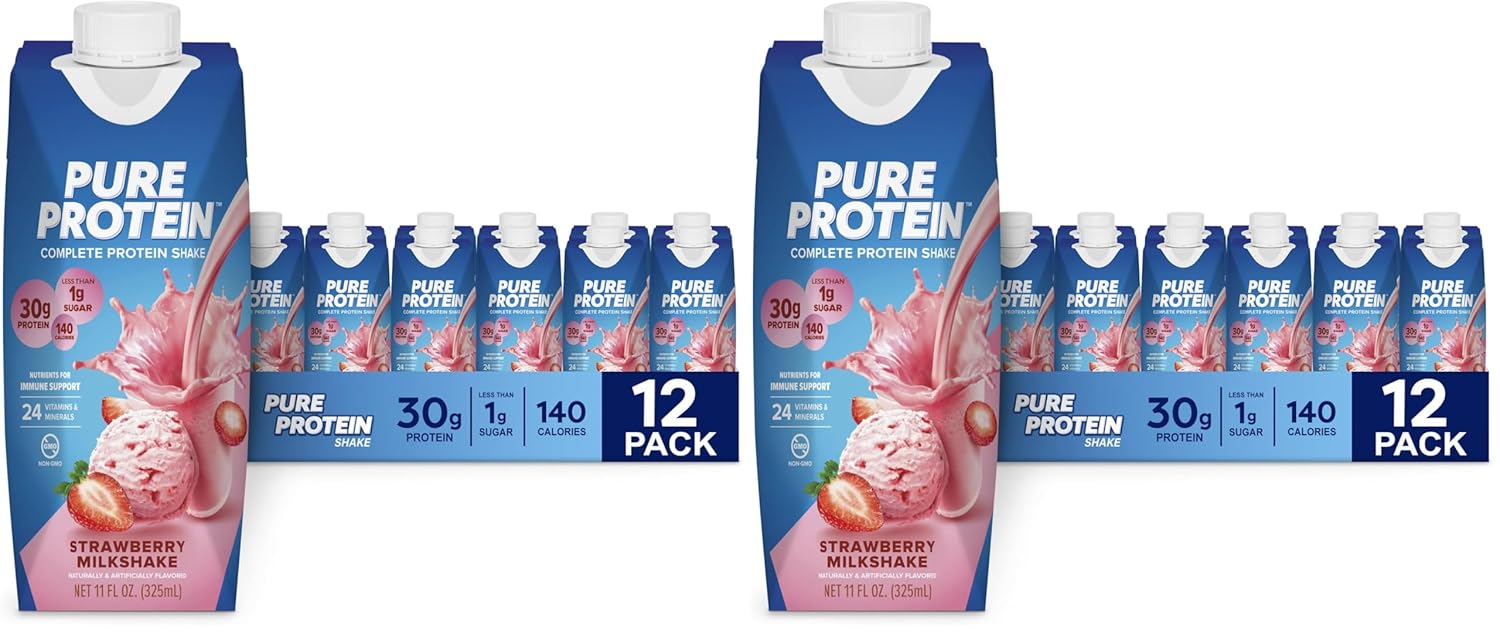 Pure Protein Strawberry Protein Shake,30g Complete-Protein,Ready to Drink and