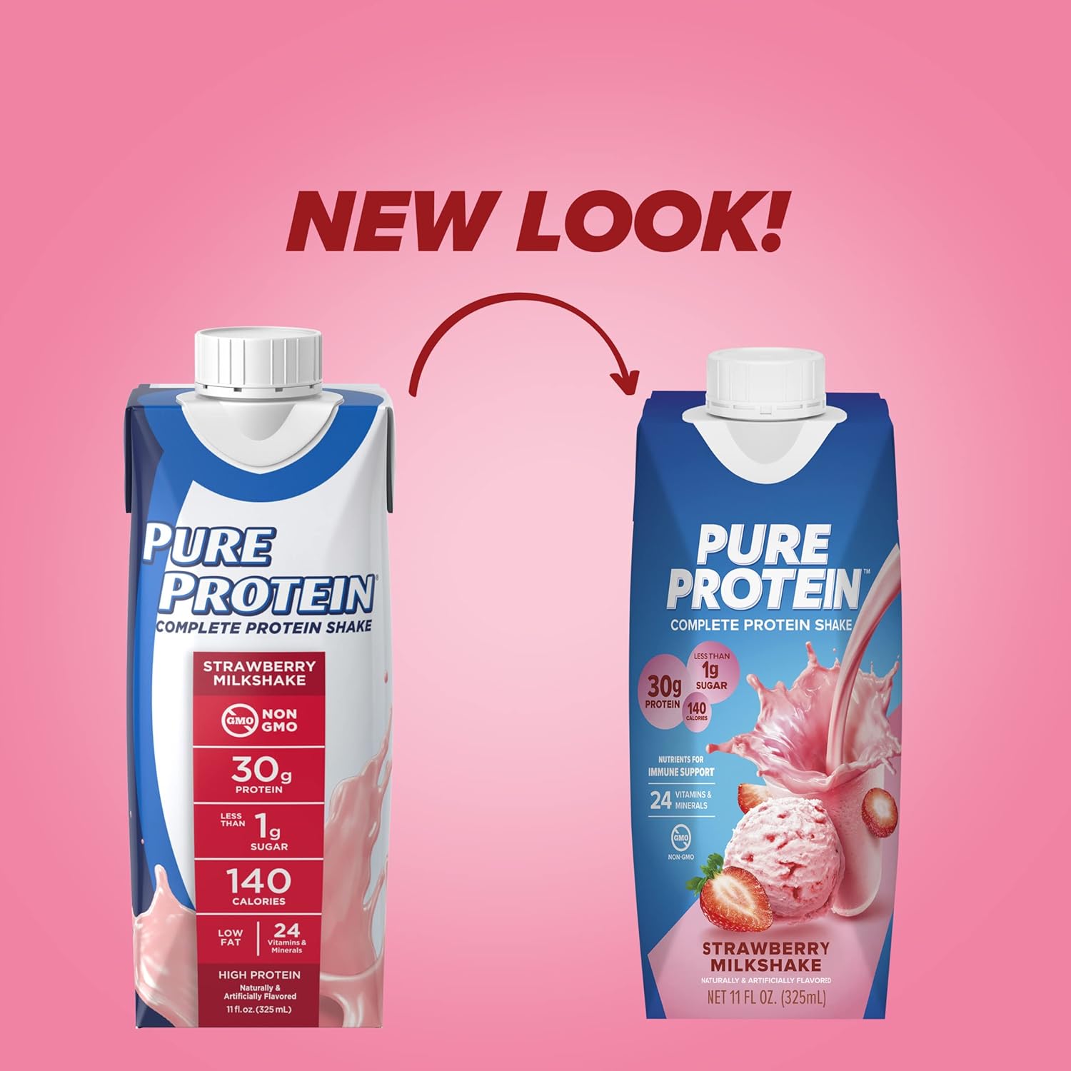 Pure Protein Strawberry Protein Shake,30g Complete-Protein,Ready to Drink and - View 3