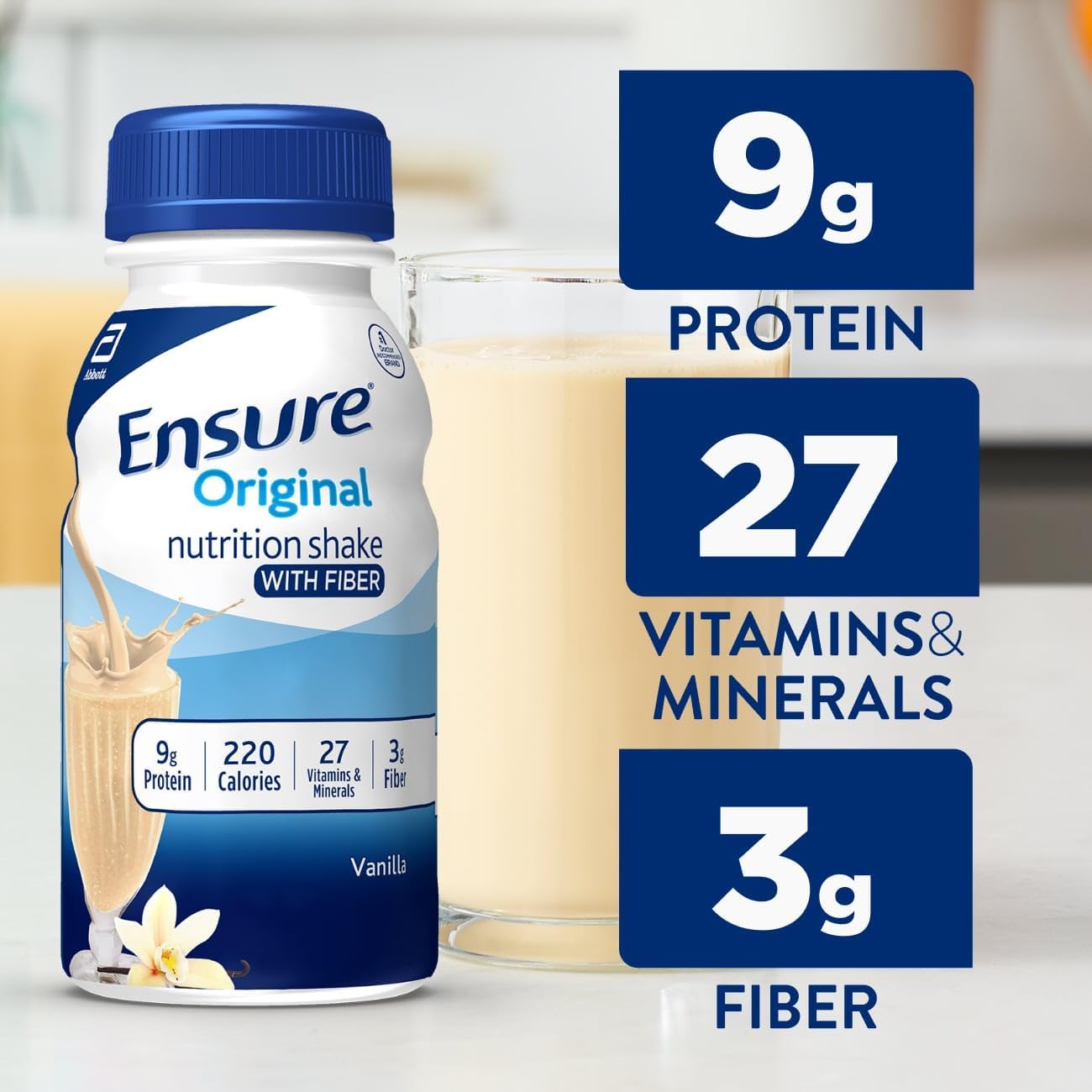 Ensure Original Vanilla Nutrition Shake With Fiber | Small Meal Replacement - View 3