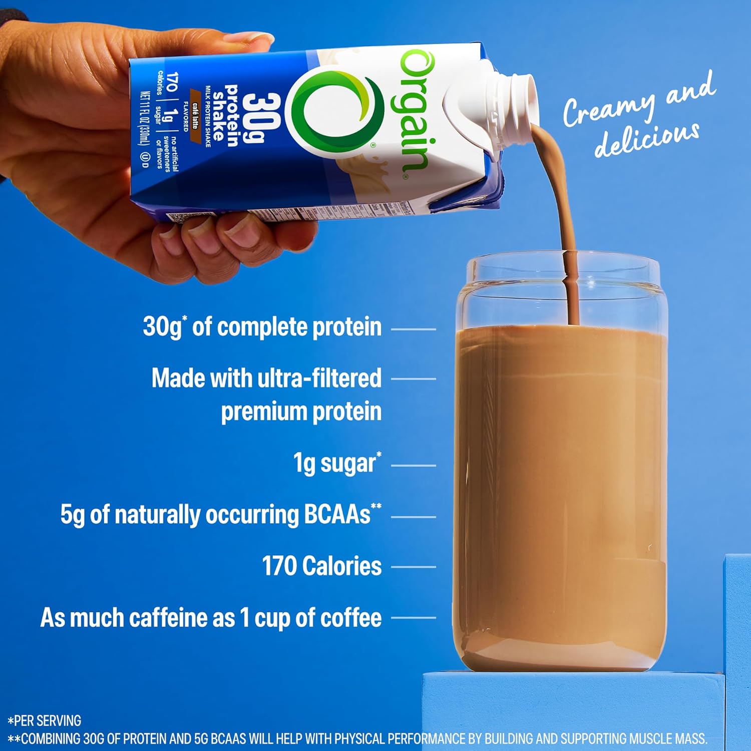 Orgain 30g High Protein Shake,Café Latte,5g BCAAs,1g Sugar Per Serving,Caffeine - View 5