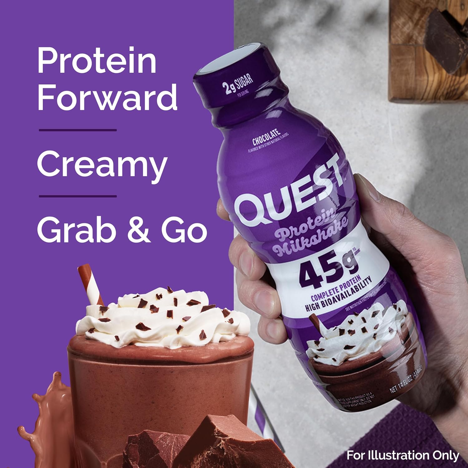 Quest Nutrition Chocolate Protein Shake, 45g Protein, 2g Sugar, 4g Net Carbs, - View 4