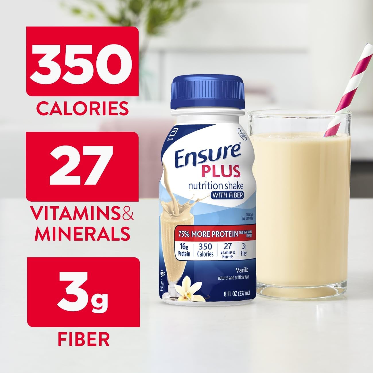 Ensure Plus Vanilla Nutrition Shake With Fiber | Meal Replacement Shake | Ready - View 4
