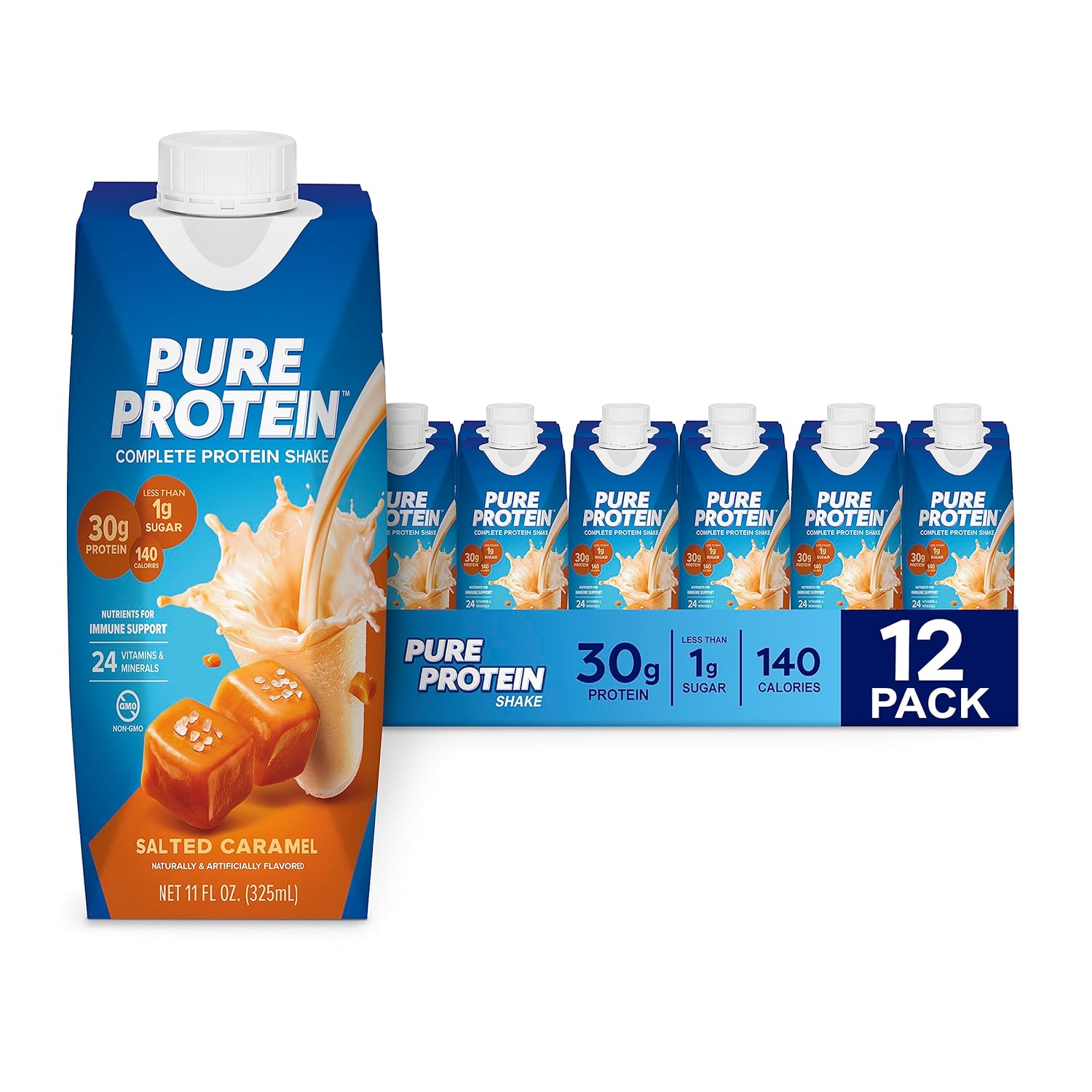 Pure Protein Salted Caramel Shake, Ready to Drink and Keto-Friendly, Vitamins