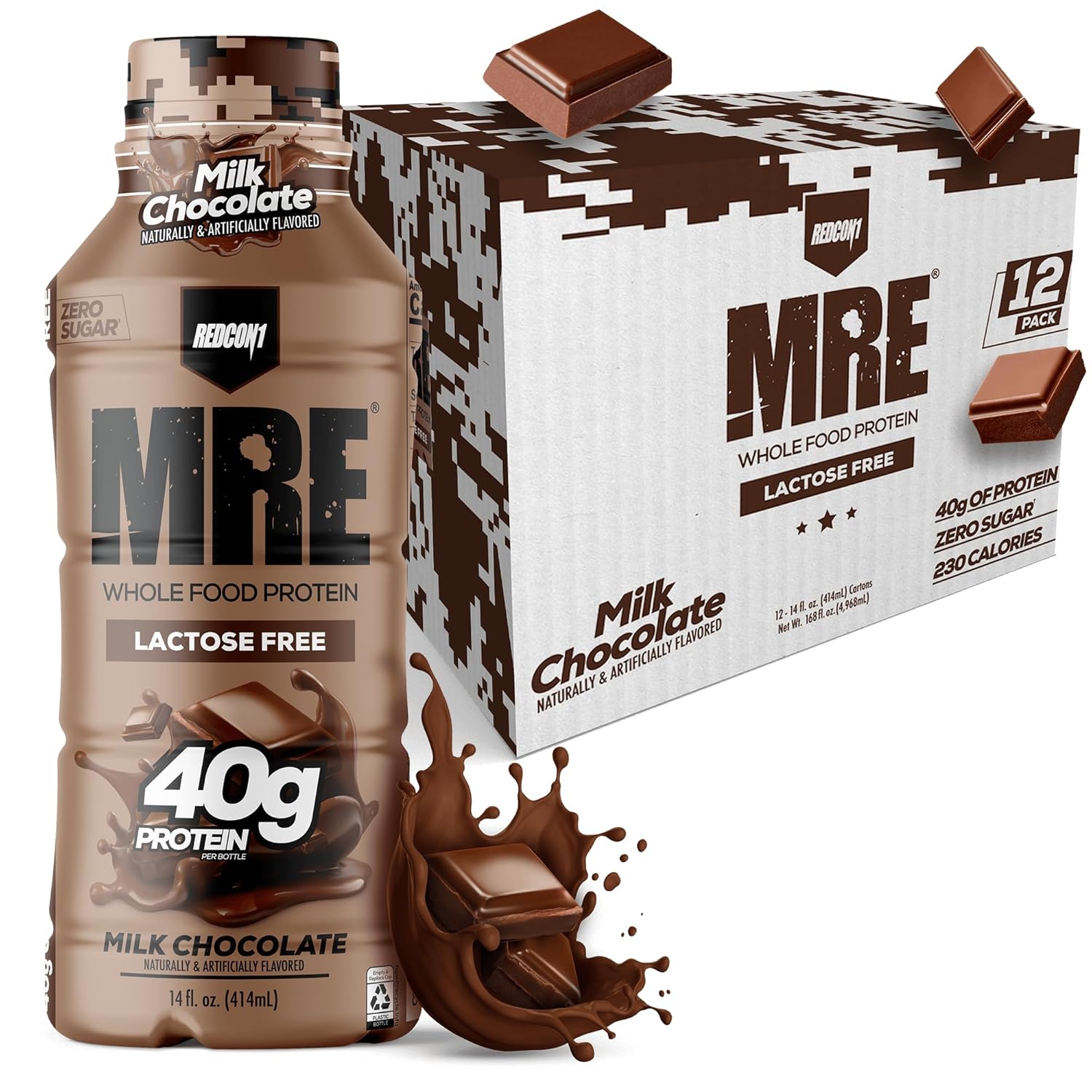REDCON1 MRE Ready to Drink Protein Shake, Milk Chocolate - Lactose Free RTD
