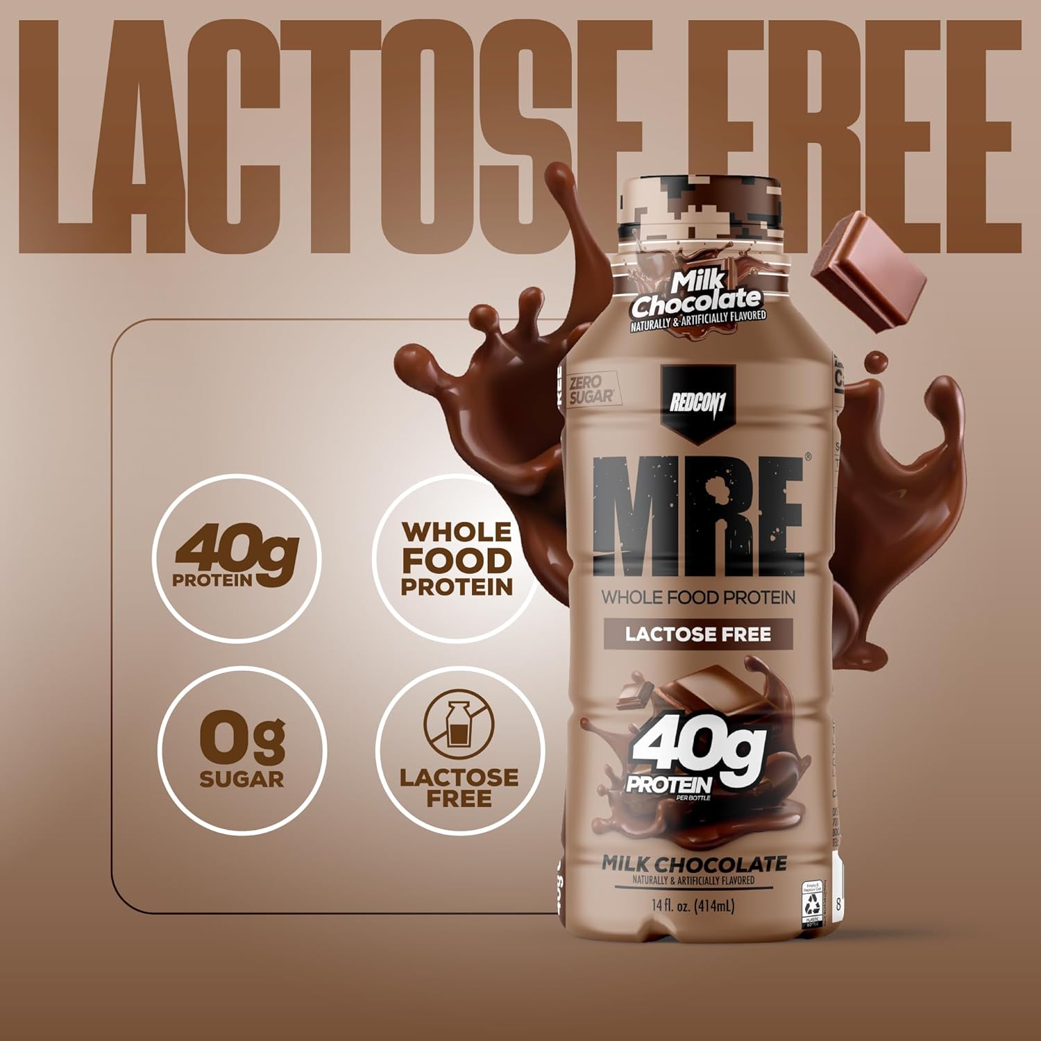 REDCON1 MRE Ready to Drink Protein Shake, Milk Chocolate - Lactose Free RTD - View 3