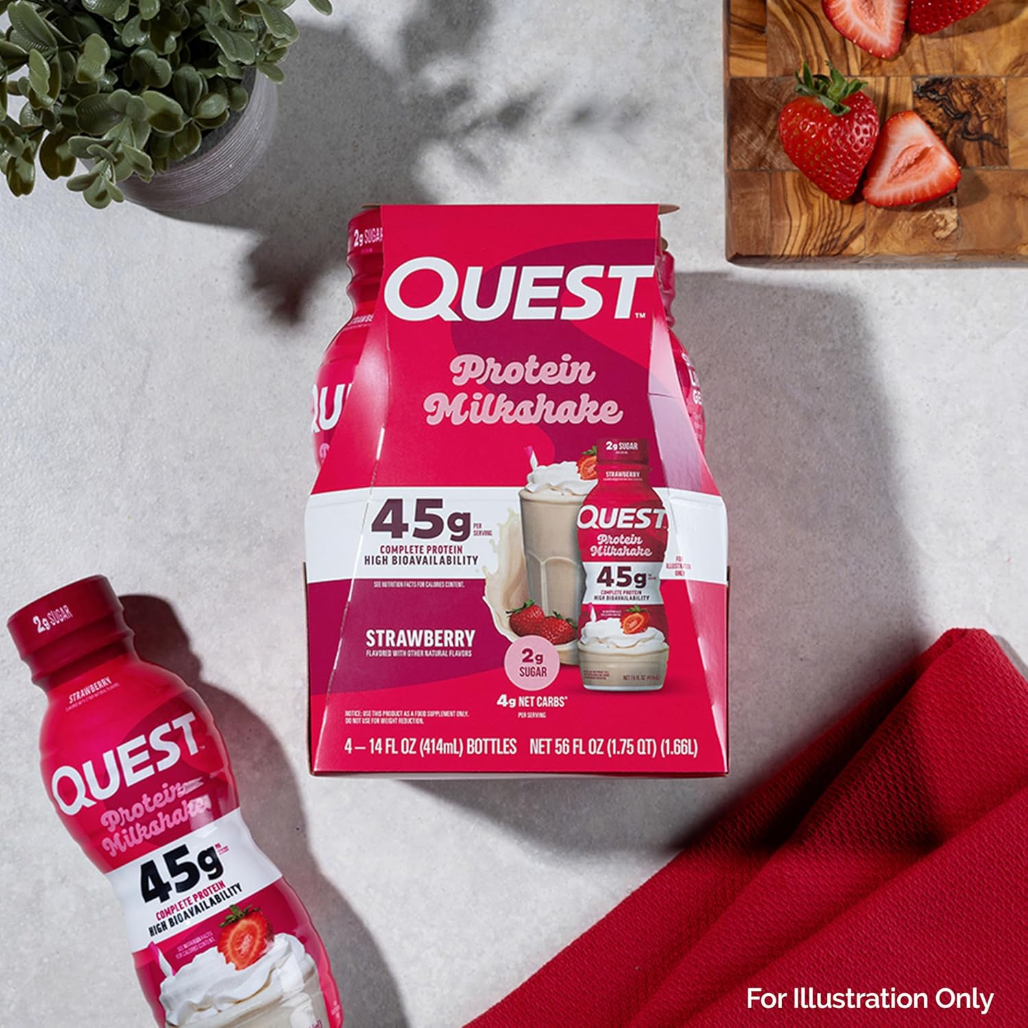 Quest Nutrition Protein Shake, Vanilla, Strawberry, & Chocolate, 45g Protein, - View 4