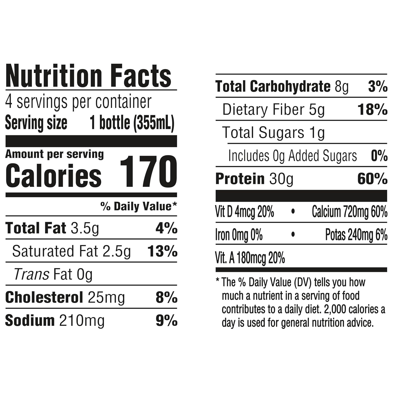 Oikos Protein Shake, Vanilla, 30g High Protein Drinks, Shelf Stable, Ready to - View 2