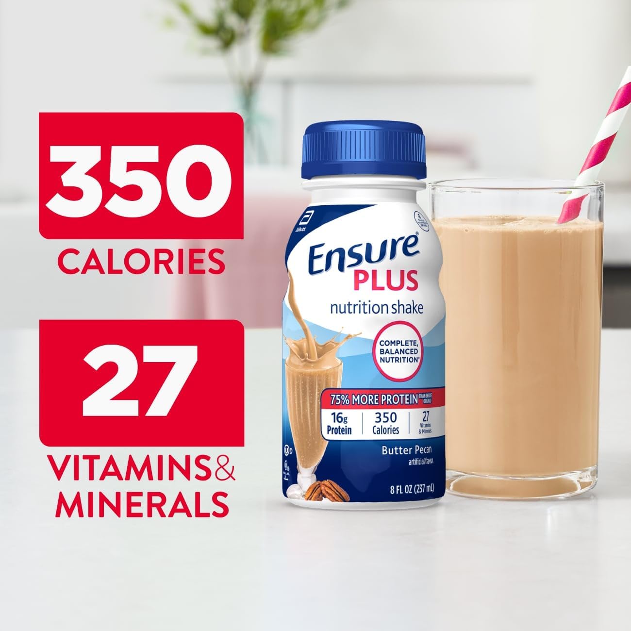 Ensure Plus Butter Pecan Nutrition Shake | Meal Replacement Shake | Ready To - View 4
