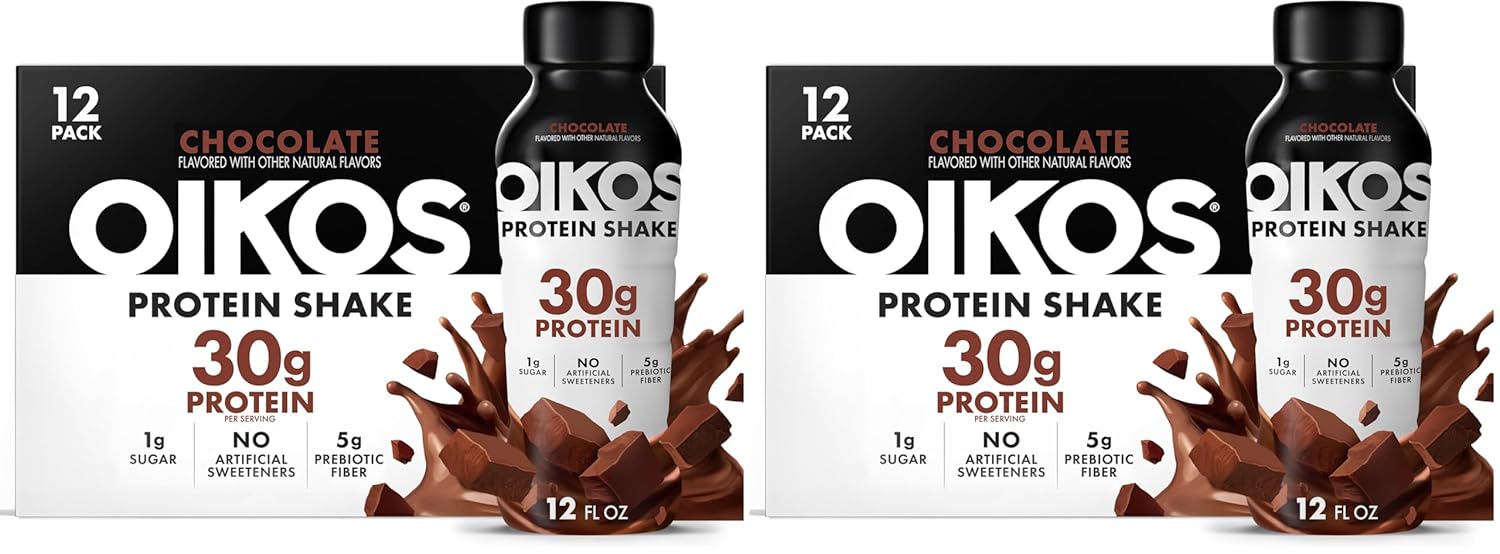 Oikos Protein Shake,Chocolate,30g High Protein Drinks,Shelf Stable,Ready to